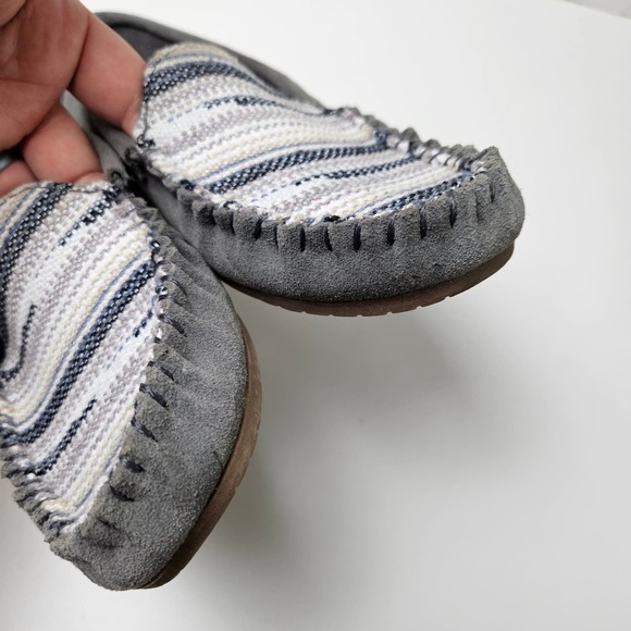 Minnetonka Sophia Suede Leather Boho Slip On Shoes‎ Moccasins Women's 7 Grey - Picture 3 of 10